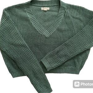 Aeropostale Cropped Knit V Neck Sweater